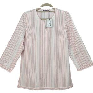 UNTUCKit Durfort Women’s Boho Peasant Striped Tunic Shirt Sz 18